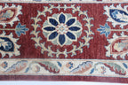 10x14 Red Chobi Area Rug | Handmade Wool & Cotton Floral Rug | Luxury Chobi Rug
