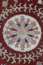 10x14 Red Chobi Area Rug | Handmade Wool & Cotton Floral Rug | Luxury Chobi Rug