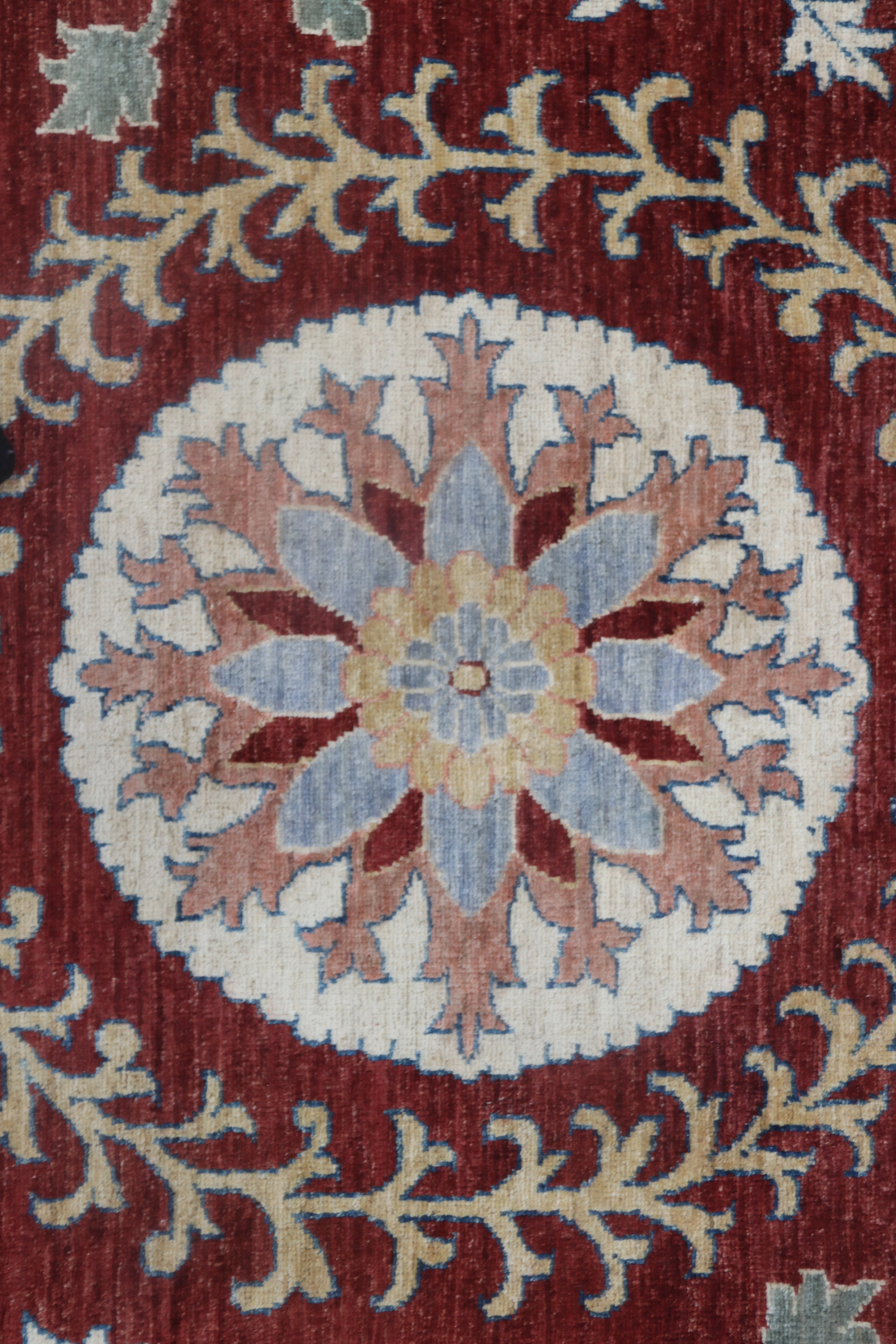 10x14 Red Chobi Area Rug | Handmade Wool & Cotton Floral Rug | Luxury Chobi Rug