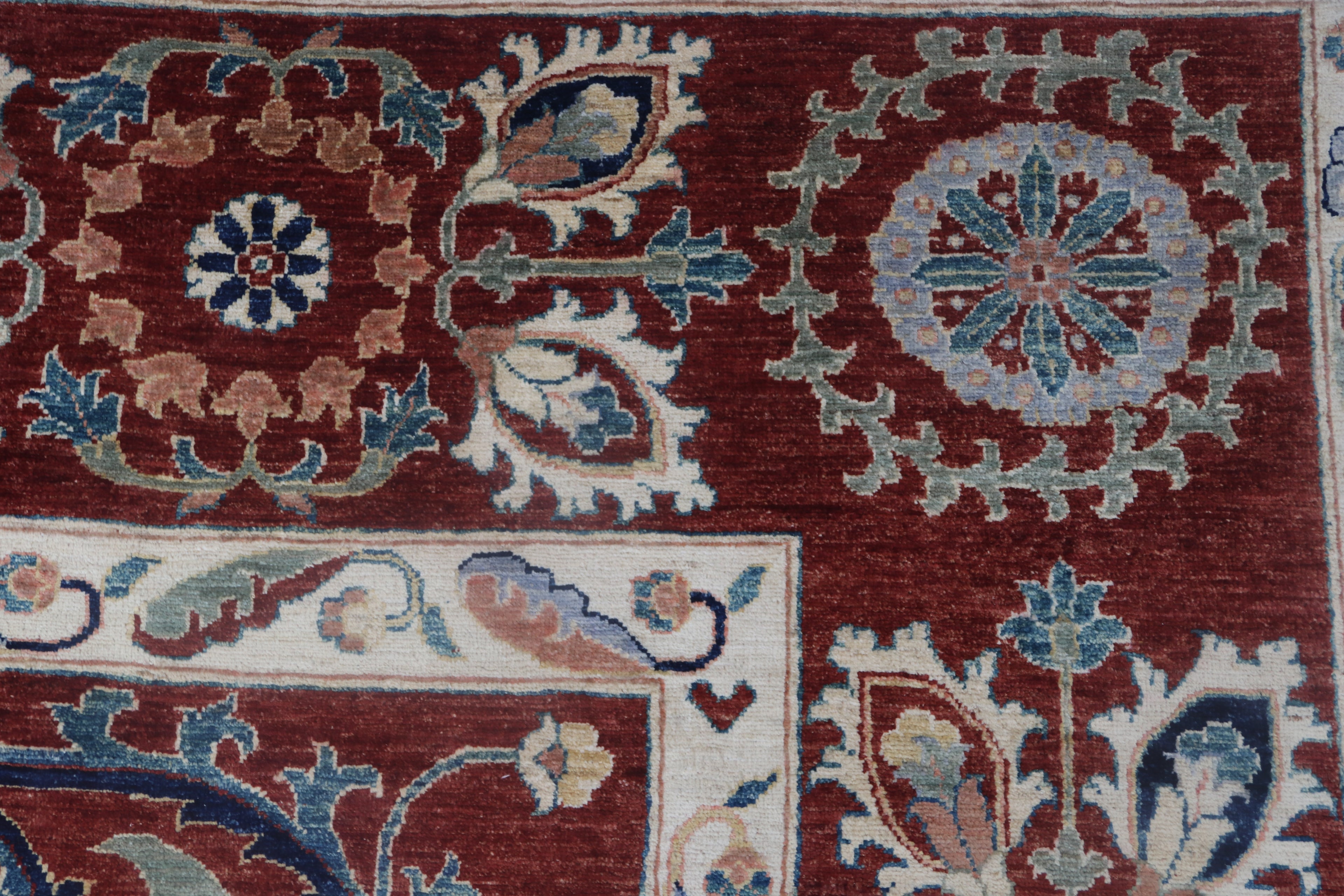 10x14 Red Chobi Area Rug | Handmade Wool & Cotton Floral Rug | Luxury Chobi Rug