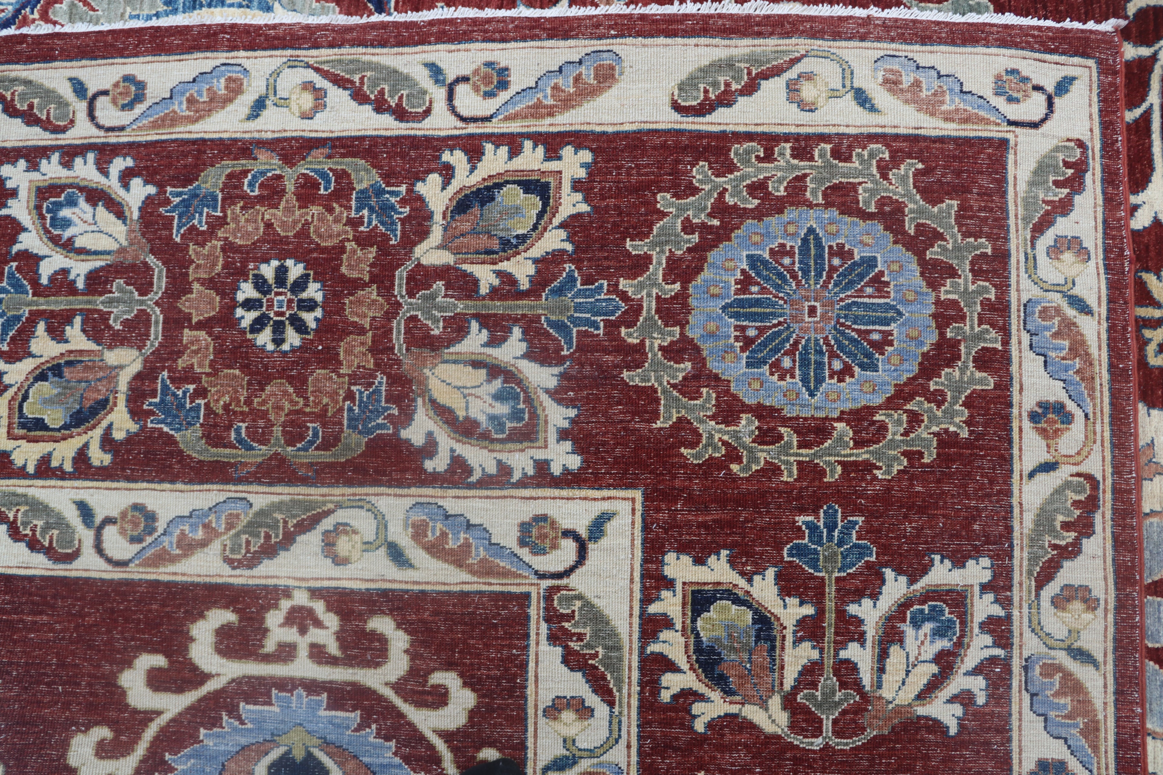 10x14 Red Chobi Area Rug | Handmade Wool & Cotton Floral Rug | Luxury Chobi Rug