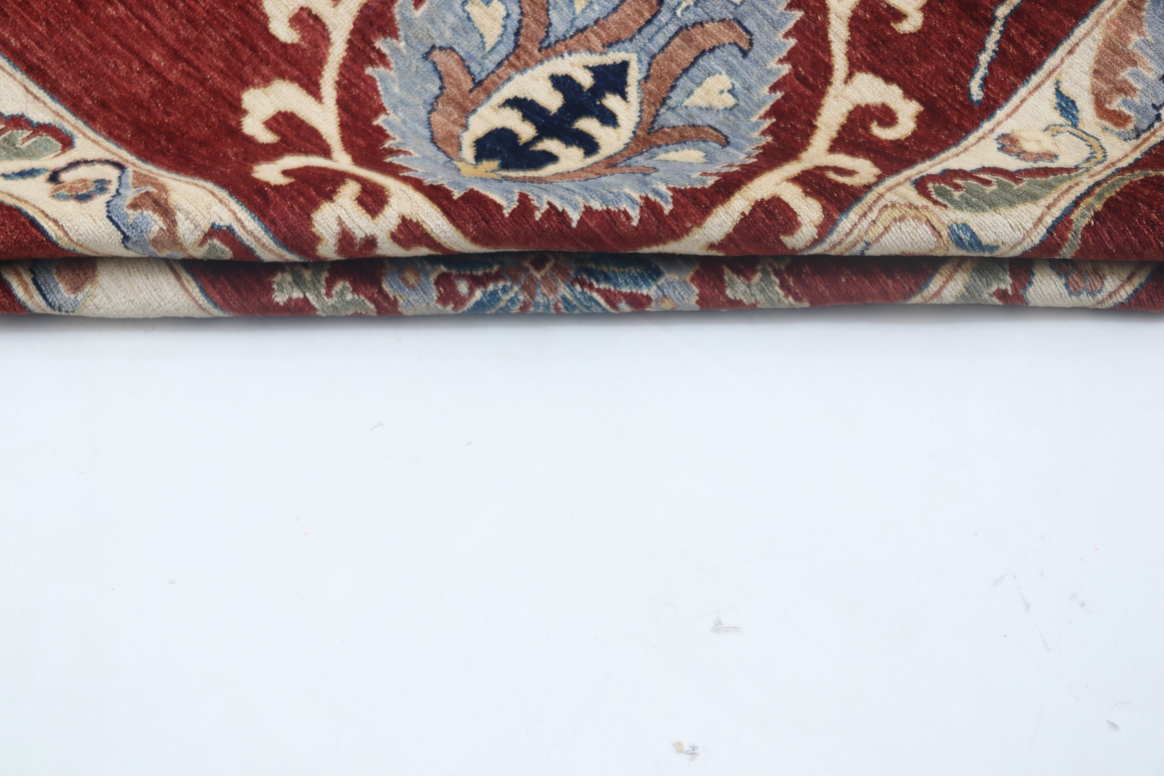 10x14 Red Chobi Area Rug | Handmade Wool & Cotton Floral Rug | Luxury Chobi Rug