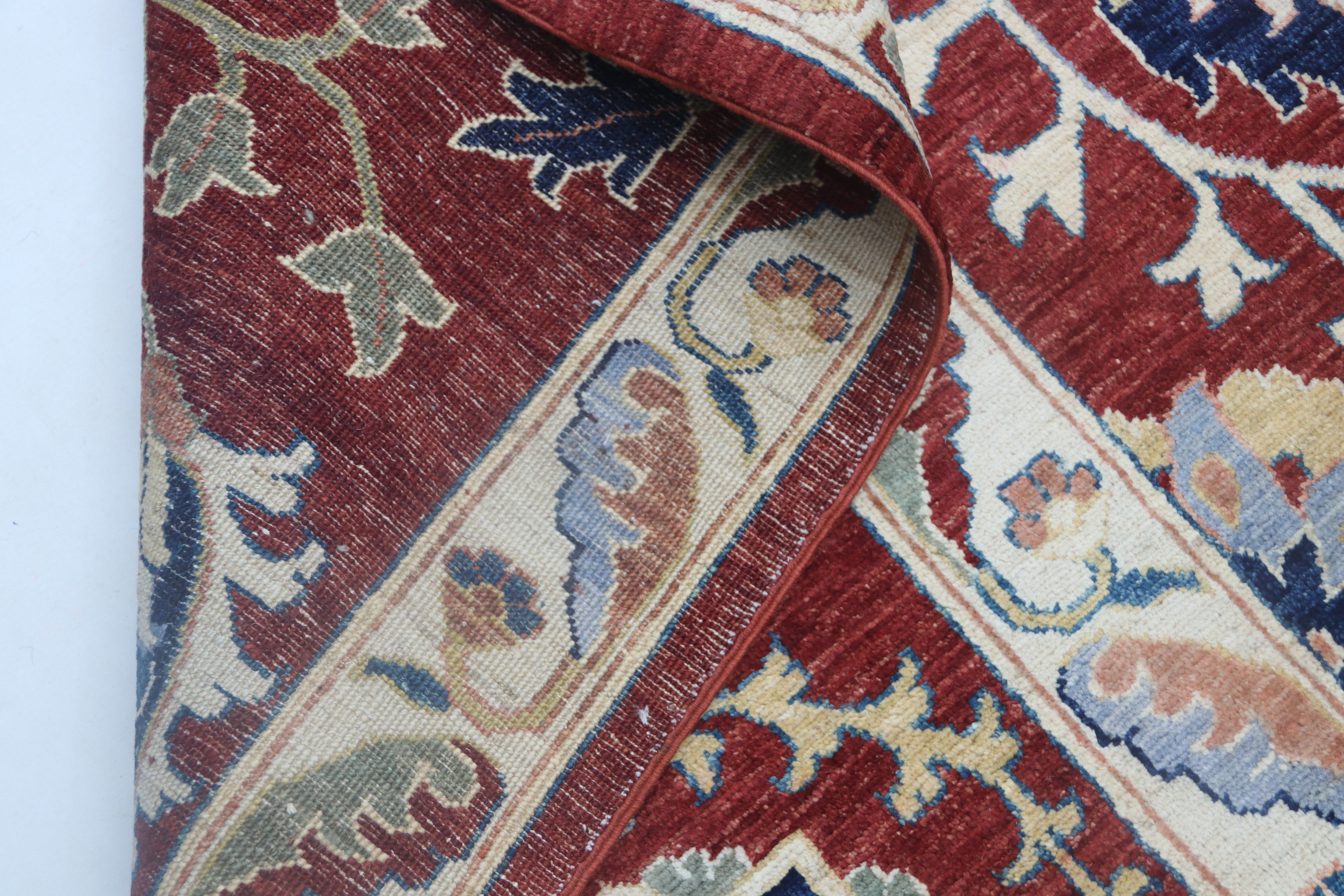 10x14 Red Chobi Area Rug | Handmade Wool & Cotton Floral Rug | Luxury Chobi Rug