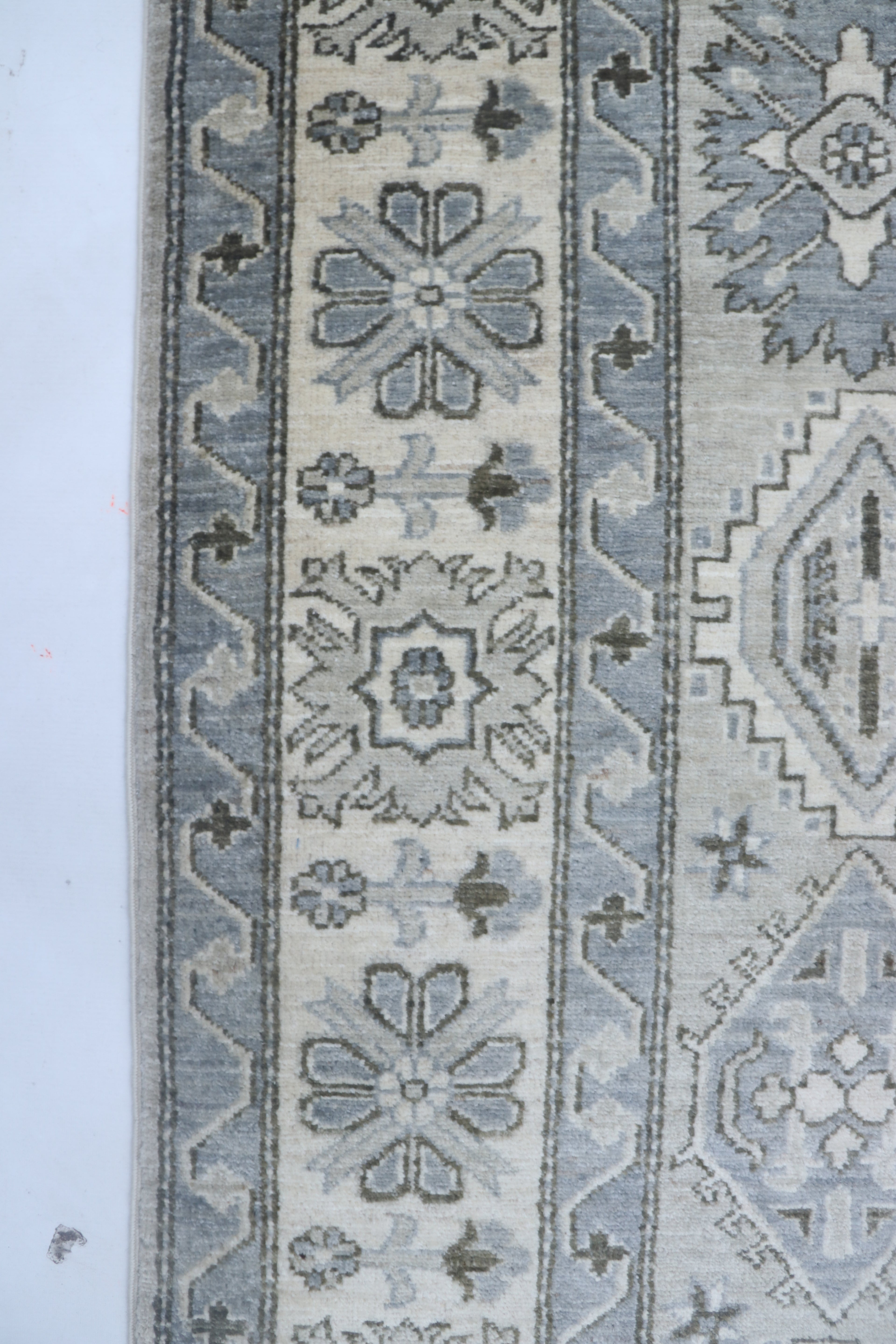 6x9 Gray & Beige Chobi Area Rug | Handmade Wool & Cotton Floral Rug | Luxury Chobi Rug