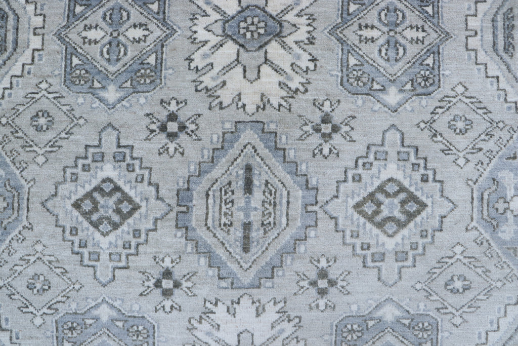 6x9 Gray & Beige Chobi Area Rug | Handmade Wool & Cotton Floral Rug | Luxury Chobi Rug