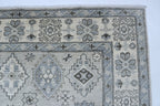 6x9 Gray & Beige Chobi Area Rug | Handmade Wool & Cotton Floral Rug | Luxury Chobi Rug