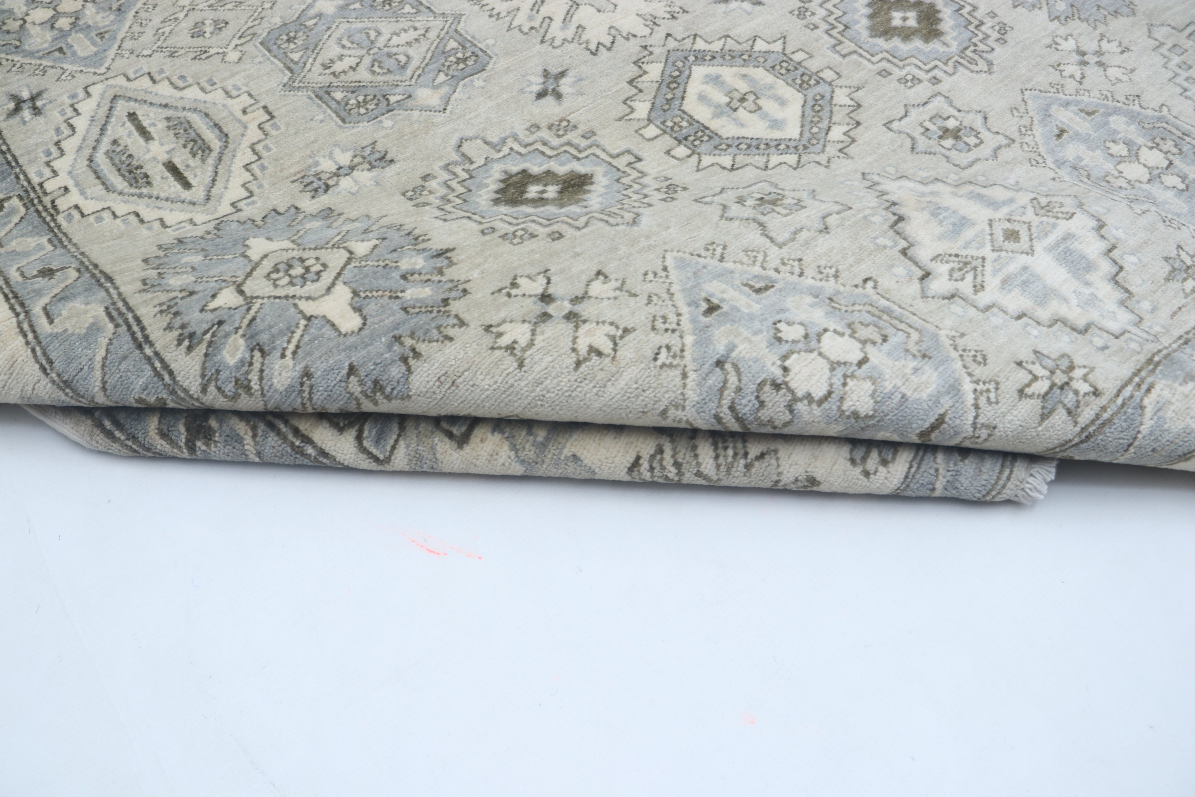 6x9 Gray & Beige Chobi Area Rug | Handmade Wool & Cotton Floral Rug | Luxury Chobi Rug