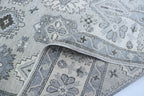6x9 Gray & Beige Chobi Area Rug | Handmade Wool & Cotton Floral Rug | Luxury Chobi Rug