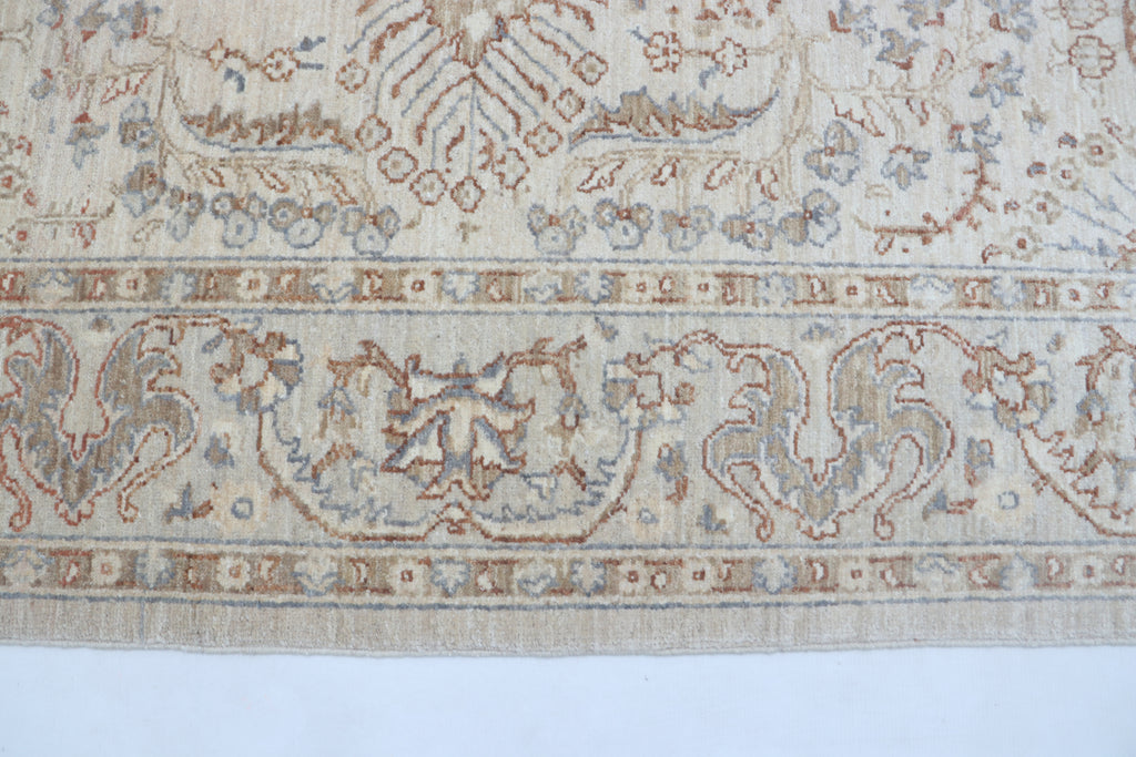 5x7 Beige Chobi Area Rug | Handmade Wool & Cotton Floral Rug | Luxury Chobi Rug