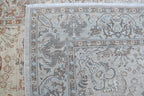 5x7 Beige Chobi Area Rug | Handmade Wool & Cotton Floral Rug | Luxury Chobi Rug