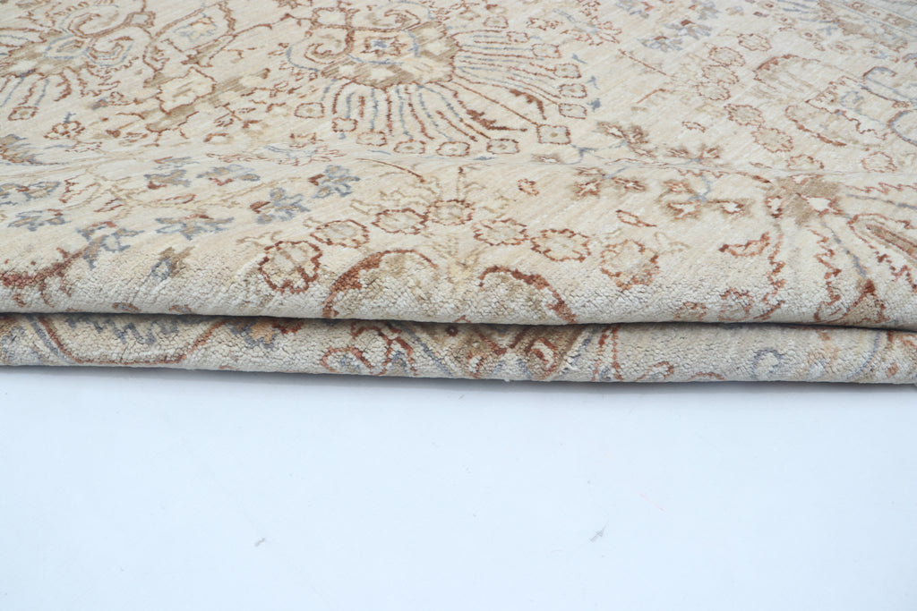 5x7 Beige Chobi Area Rug | Handmade Wool & Cotton Floral Rug | Luxury Chobi Rug