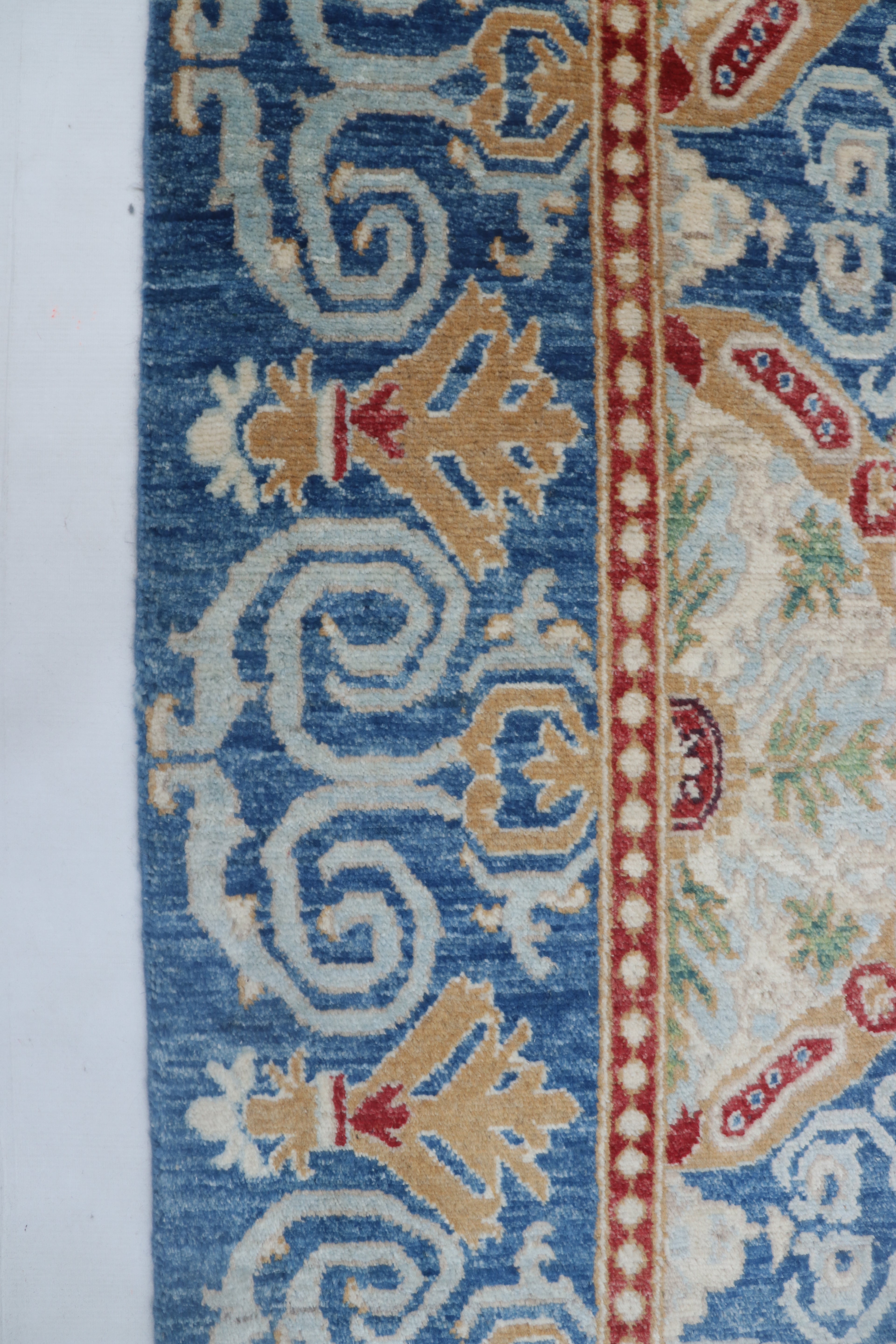 6x9 Blue Chobi Area Rug | Handmade Wool & Cotton Floral Rug | Luxury Chobi Rug