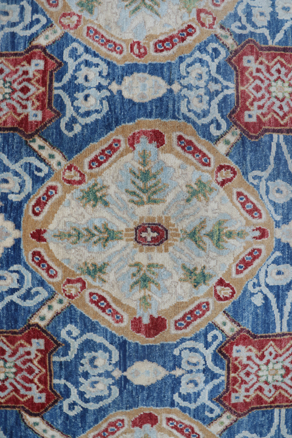 6x9 Blue Chobi Area Rug | Handmade Wool & Cotton Floral Rug | Luxury Chobi Rug
