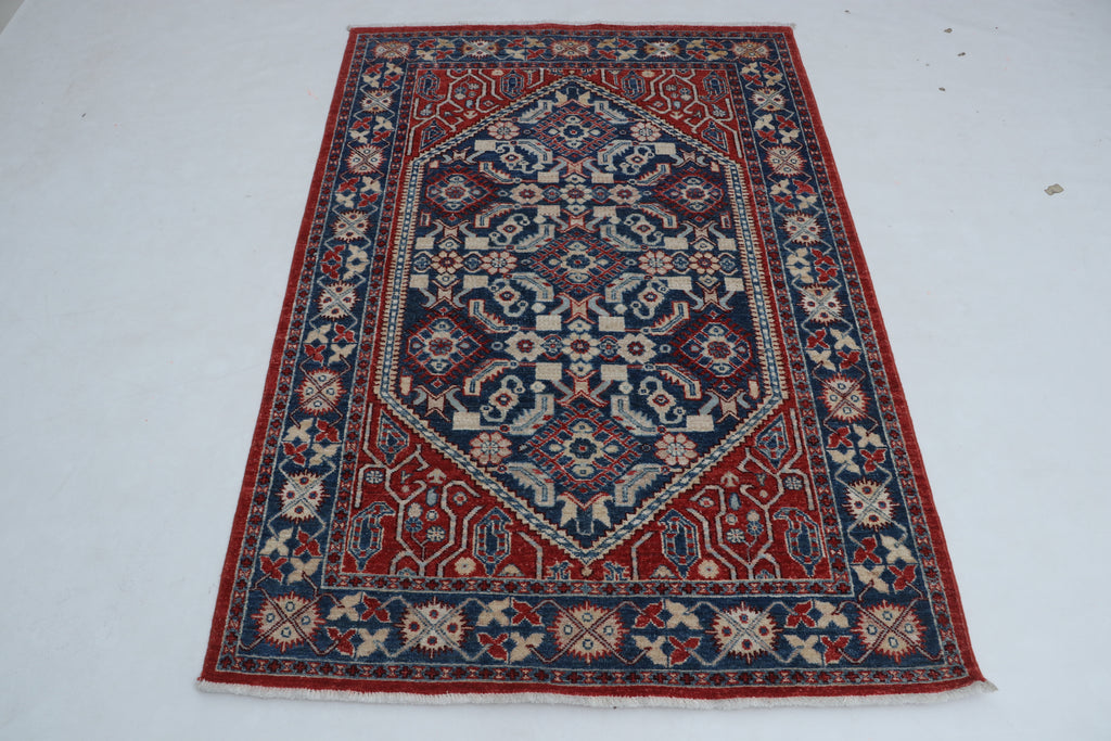 4x6 Beige & Brown Chobi Area Rug | Handmade Wool & Cotton Floral Rug | Luxury Vegetable Dyed