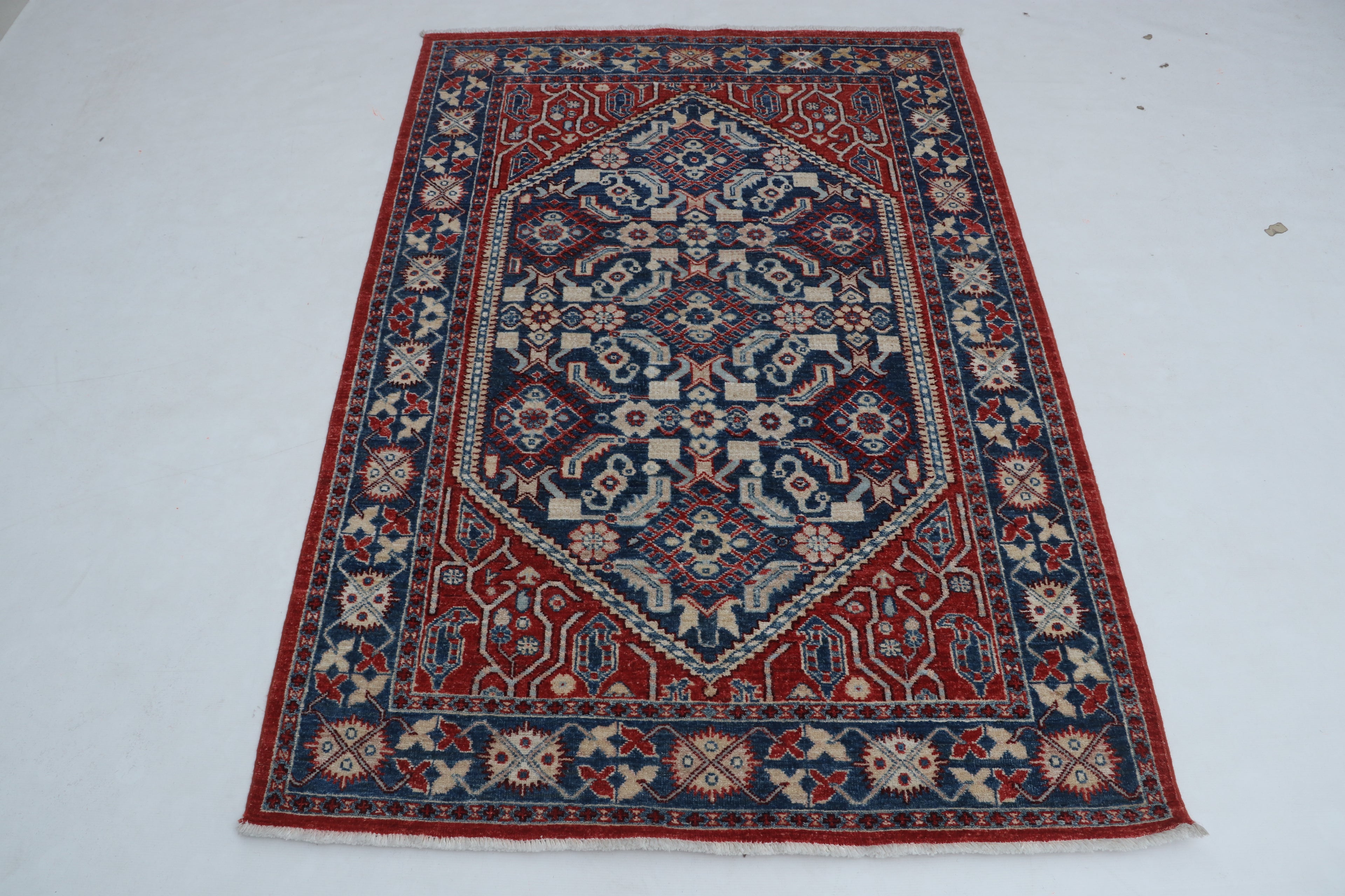 4x6 Beige & Brown Chobi Area Rug | Handmade Wool & Cotton Floral Rug | Luxury Vegetable Dyed