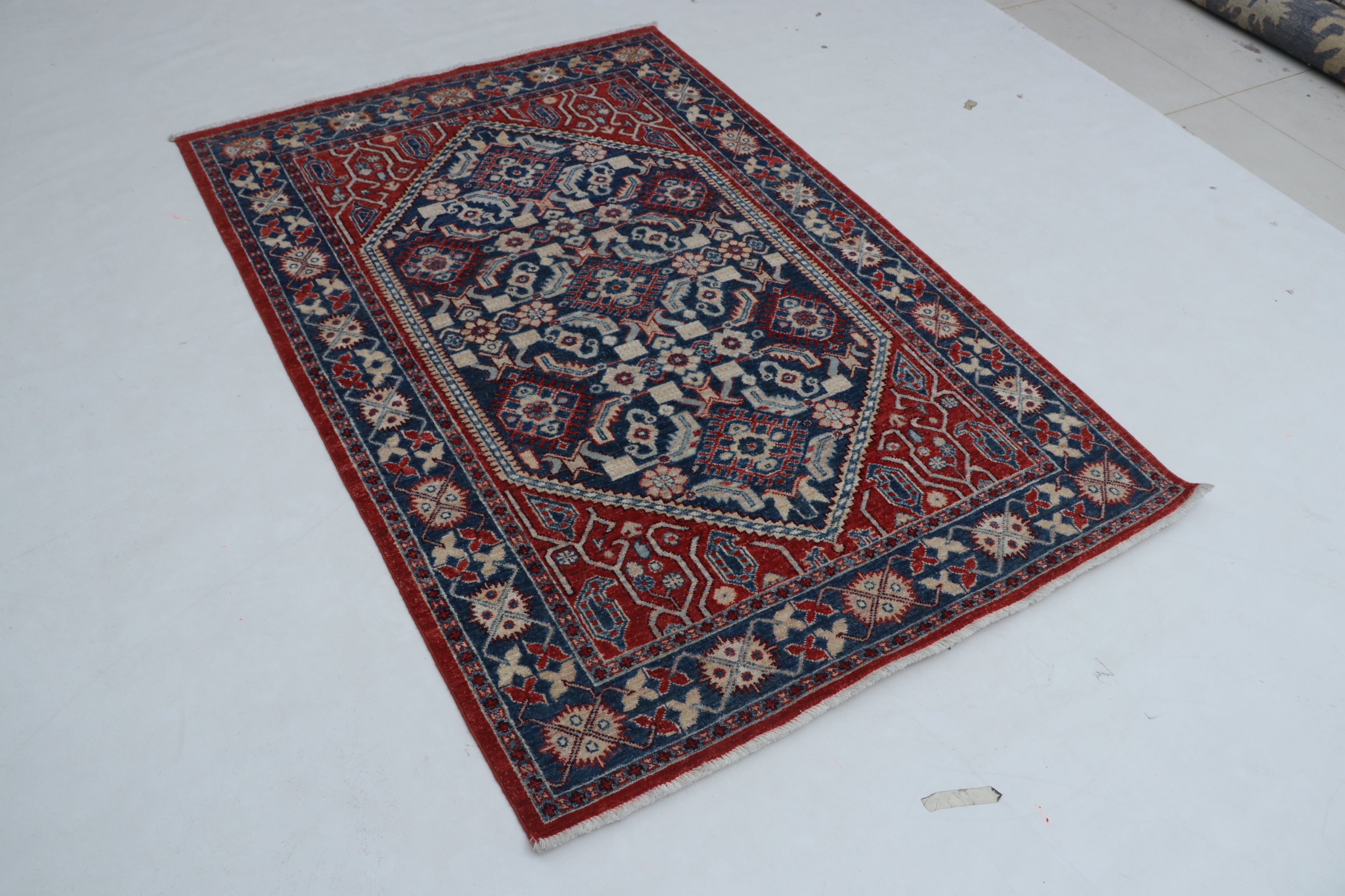 4x6 Beige & Brown Chobi Area Rug | Handmade Wool & Cotton Floral Rug | Luxury Vegetable Dyed