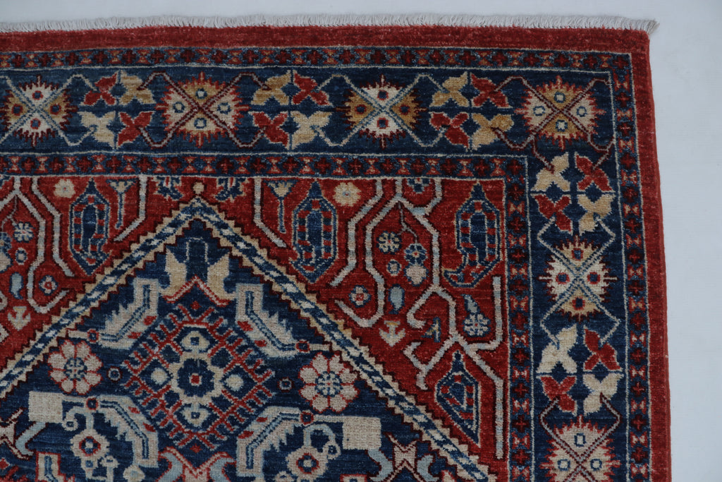 4x6 Beige & Brown Chobi Area Rug | Handmade Wool & Cotton Floral Rug | Luxury Vegetable Dyed