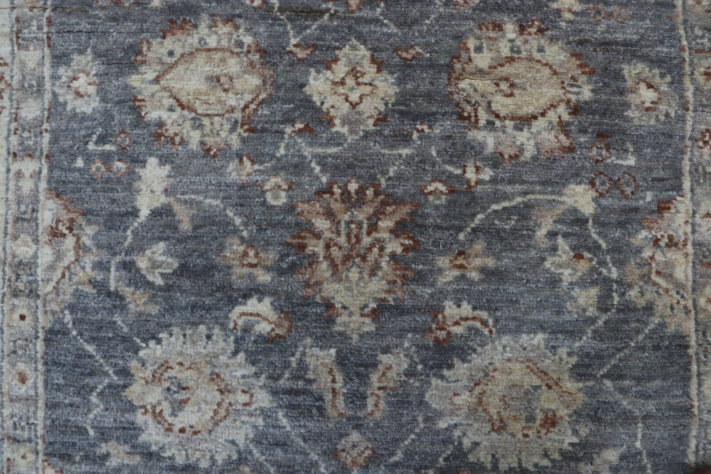 3x8 Beige & Gray Chobi Runner Rug | Handmade Wool & Cotton Floral Rug | Luxury Chobi Rug