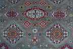 6x10 Beige & Gray Super Kazak Geometric Handmade Cotton & Wool Rug | Premium Luxury Area Rug