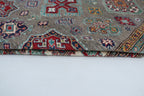 6x10 Beige & Gray Super Kazak Geometric Handmade Cotton & Wool Rug | Premium Luxury Area Rug