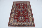 3x5 Super Kazak Geometric Area Rug | Handmade Cotton & Wool Rug | Vegetable Dyed