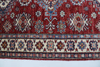 3x5 Super Kazak Geometric Area Rug | Handmade Cotton & Wool Rug | Vegetable Dyed