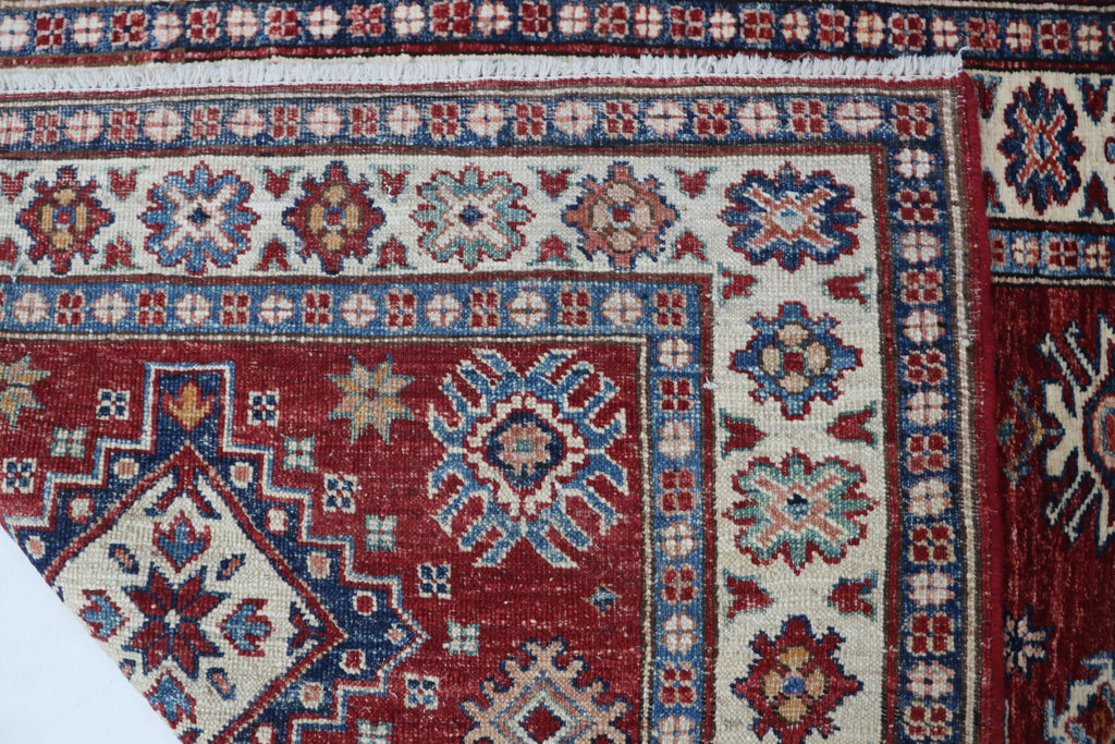 3x5 Super Kazak Geometric Area Rug | Handmade Cotton & Wool Rug | Vegetable Dyed