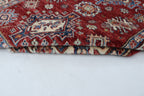 3x5 Super Kazak Geometric Area Rug | Handmade Cotton & Wool Rug | Vegetable Dyed