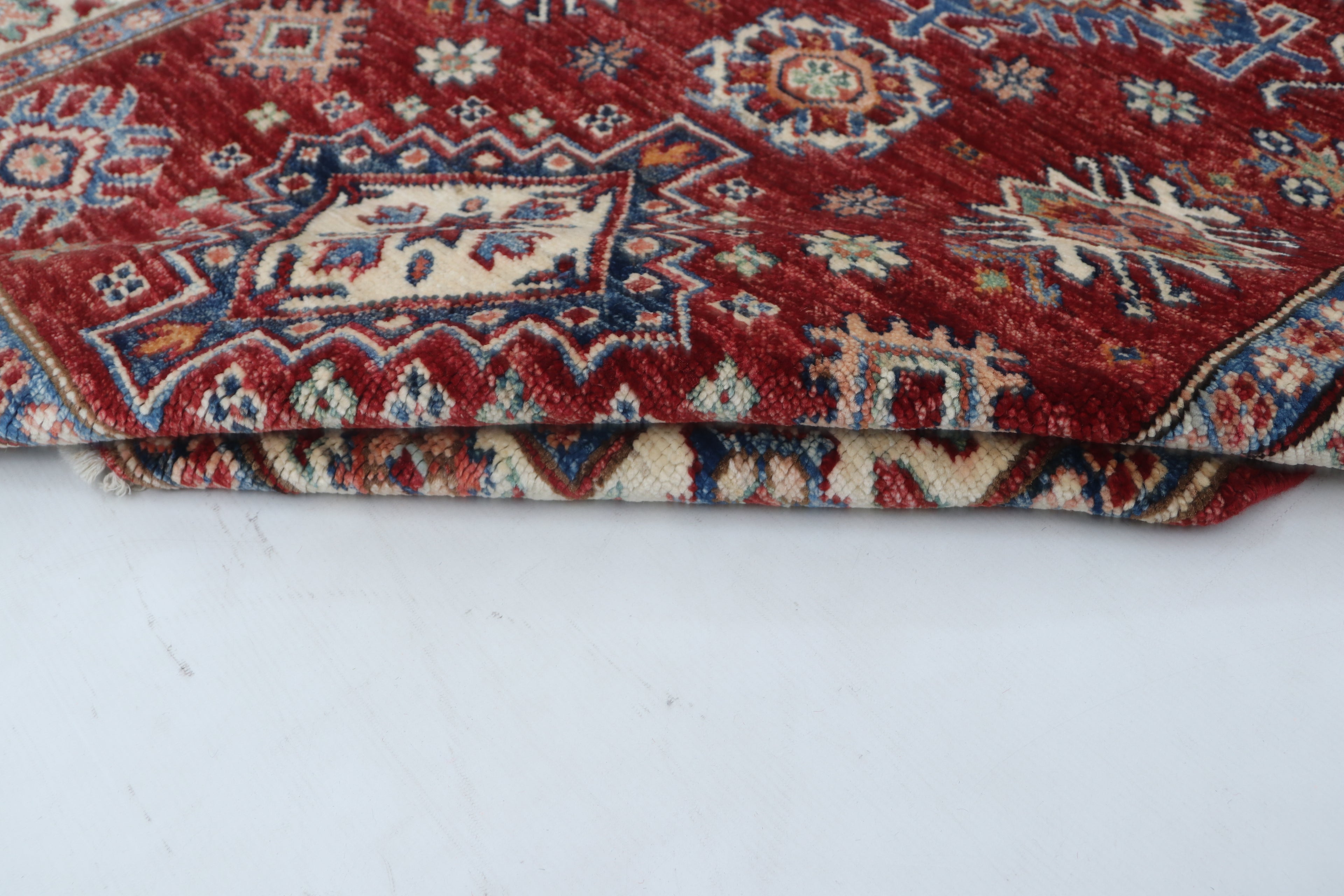 3x5 Super Kazak Geometric Area Rug | Handmade Cotton & Wool Rug | Vegetable Dyed
