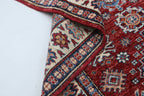 3x5 Super Kazak Geometric Area Rug | Handmade Cotton & Wool Rug | Vegetable Dyed