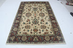 5x8 Beige & Brown Chobi Area Rug | Handmade Wool & Cotton Floral Rug | Luxury Chobi Rug