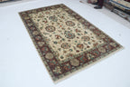 5x8 Beige & Brown Chobi Area Rug | Handmade Wool & Cotton Floral Rug | Luxury Chobi Rug