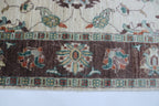 5x8 Beige & Brown Chobi Area Rug | Handmade Wool & Cotton Floral Rug | Luxury Chobi Rug