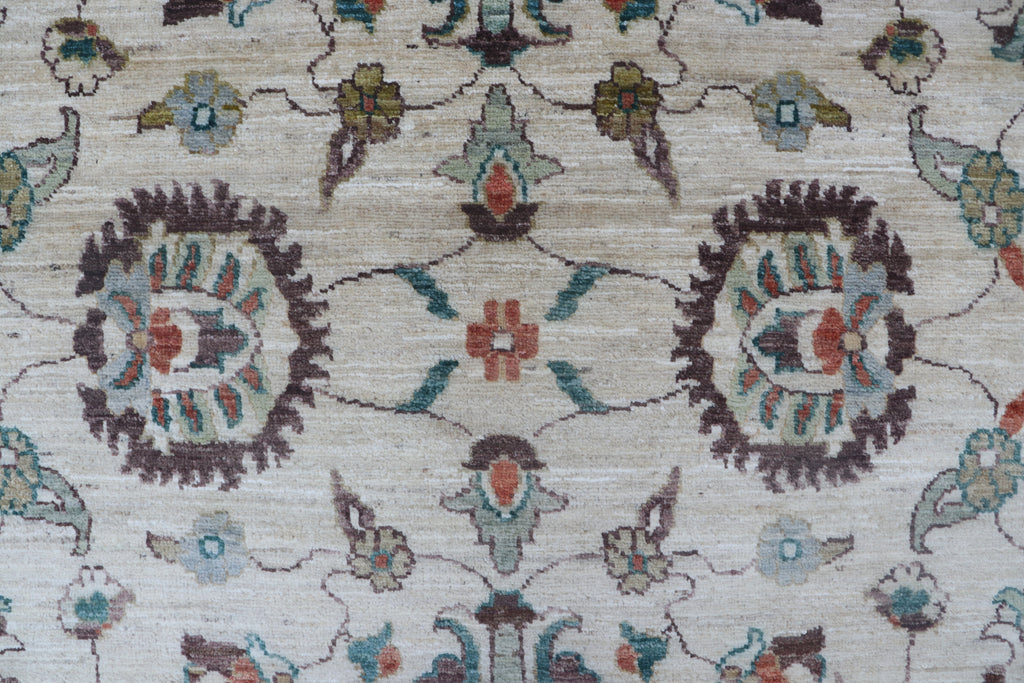 5x8 Beige & Brown Chobi Area Rug | Handmade Wool & Cotton Floral Rug | Luxury Chobi Rug