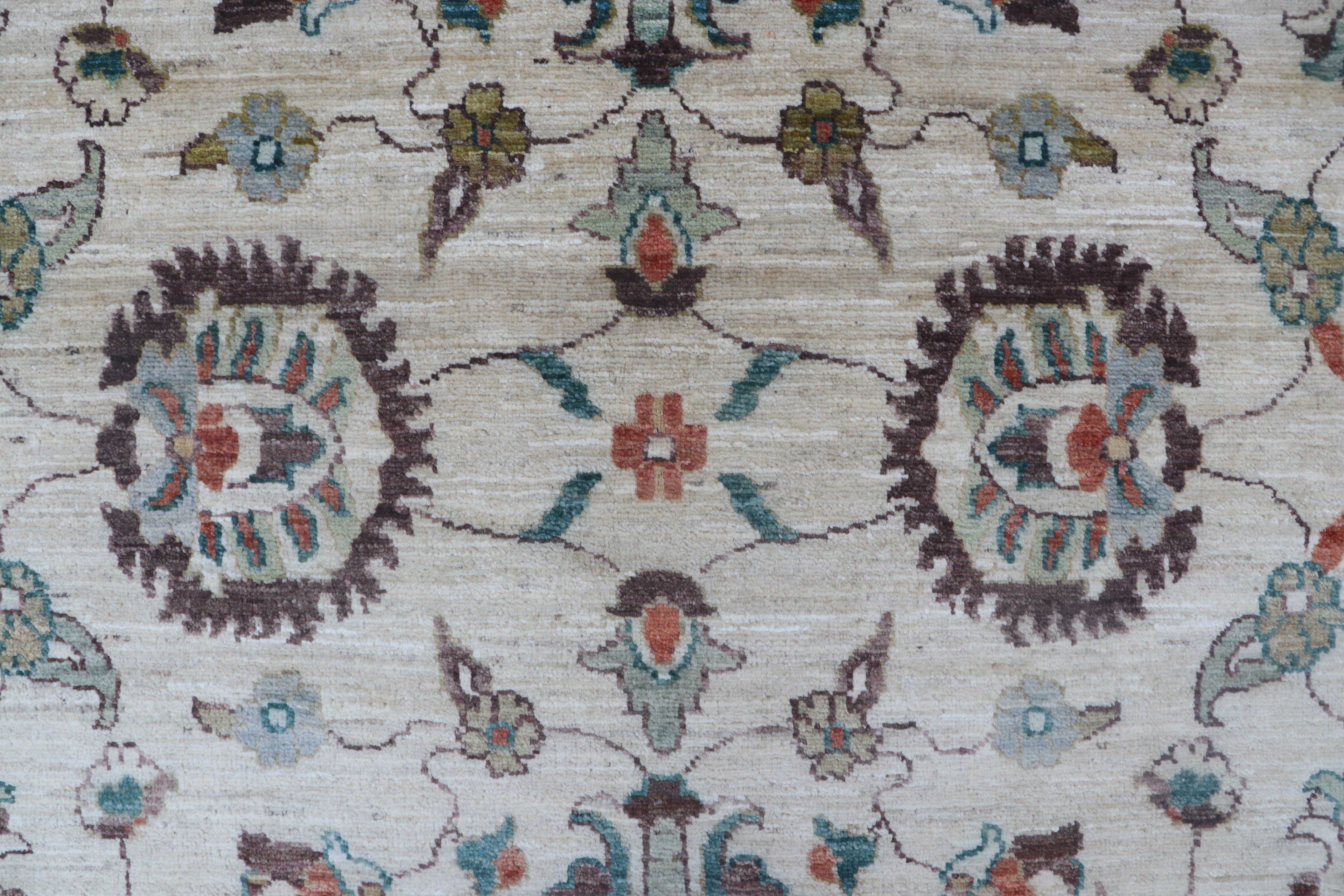 5x8 Beige & Brown Chobi Area Rug | Handmade Wool & Cotton Floral Rug | Luxury Chobi Rug