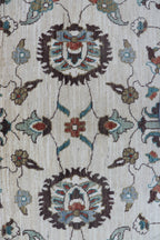 5x8 Beige & Brown Chobi Area Rug | Handmade Wool & Cotton Floral Rug | Vegetable Dyed