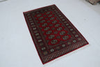 3x5 Red Mori Bokhara Geometric Handmade Cotton & Wool Rug | Premium Luxury Area Rug
