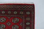 3x5 Red Mori Bokhara Geometric Handmade Cotton & Wool Rug | Premium Luxury Area Rug