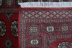 3x5 Red Mori Bokhara Geometric Handmade Cotton & Wool Rug | Premium Luxury Area Rug