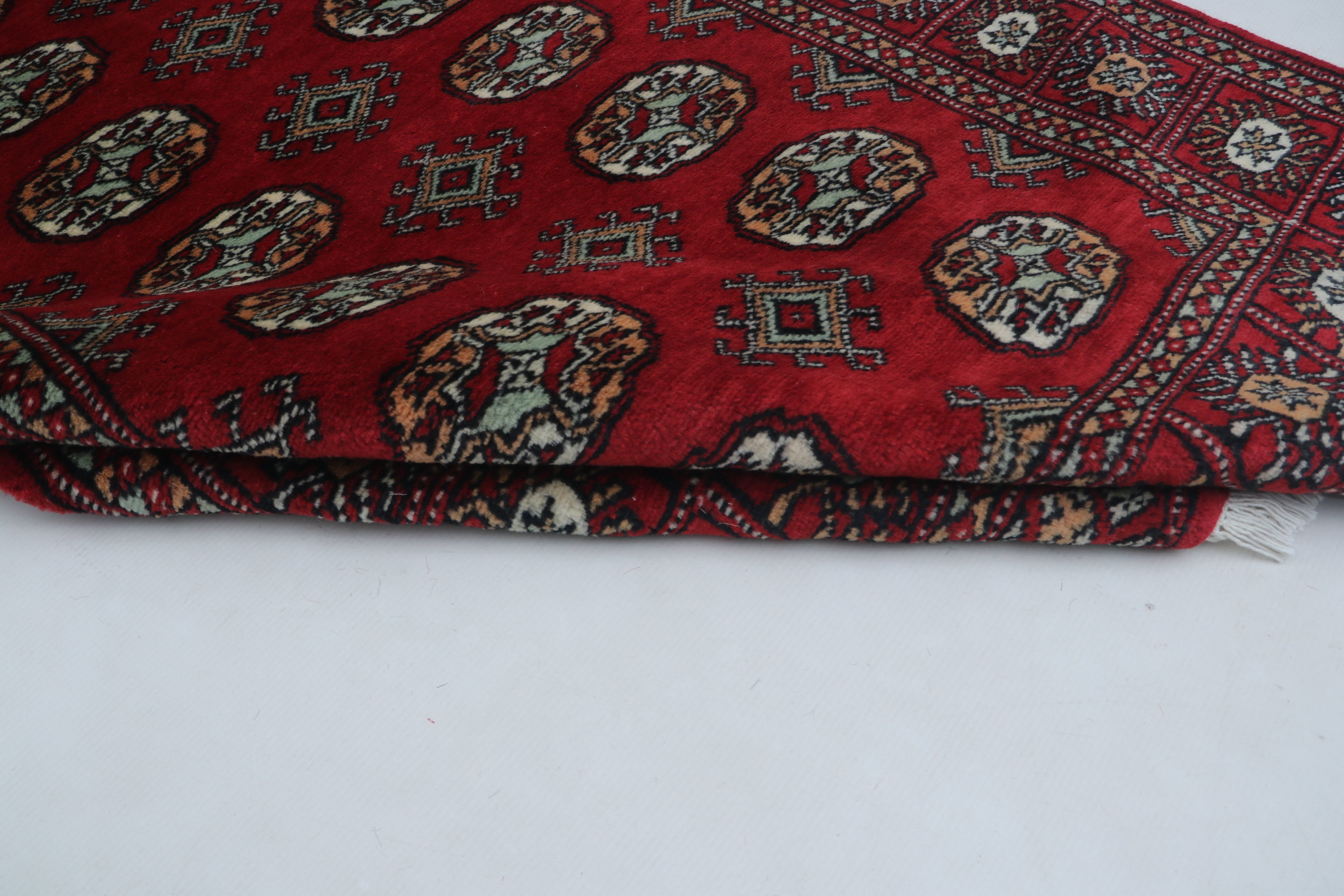 3x5 Red Mori Bokhara Geometric Handmade Cotton & Wool Rug | Premium Luxury Area Rug