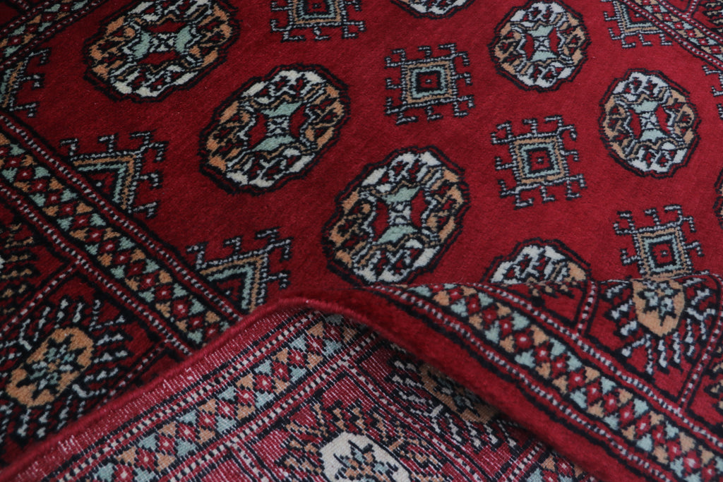 3x5 Red Mori Bokhara Geometric Handmade Cotton & Wool Rug | Premium Luxury Area Rug
