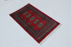 2x3Red Mori Bokhara Geometric Handmade Cotton & Wool Rug | Premium Luxury Area Rug