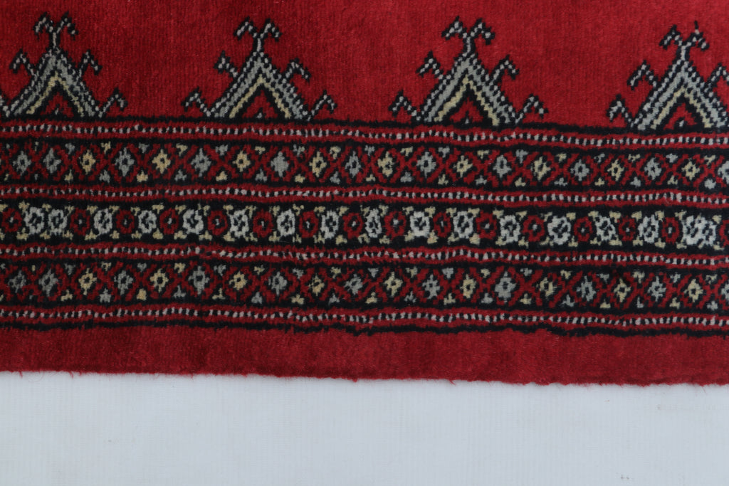 2x3Red Mori Bokhara Geometric Handmade Cotton & Wool Rug | Premium Luxury Area Rug