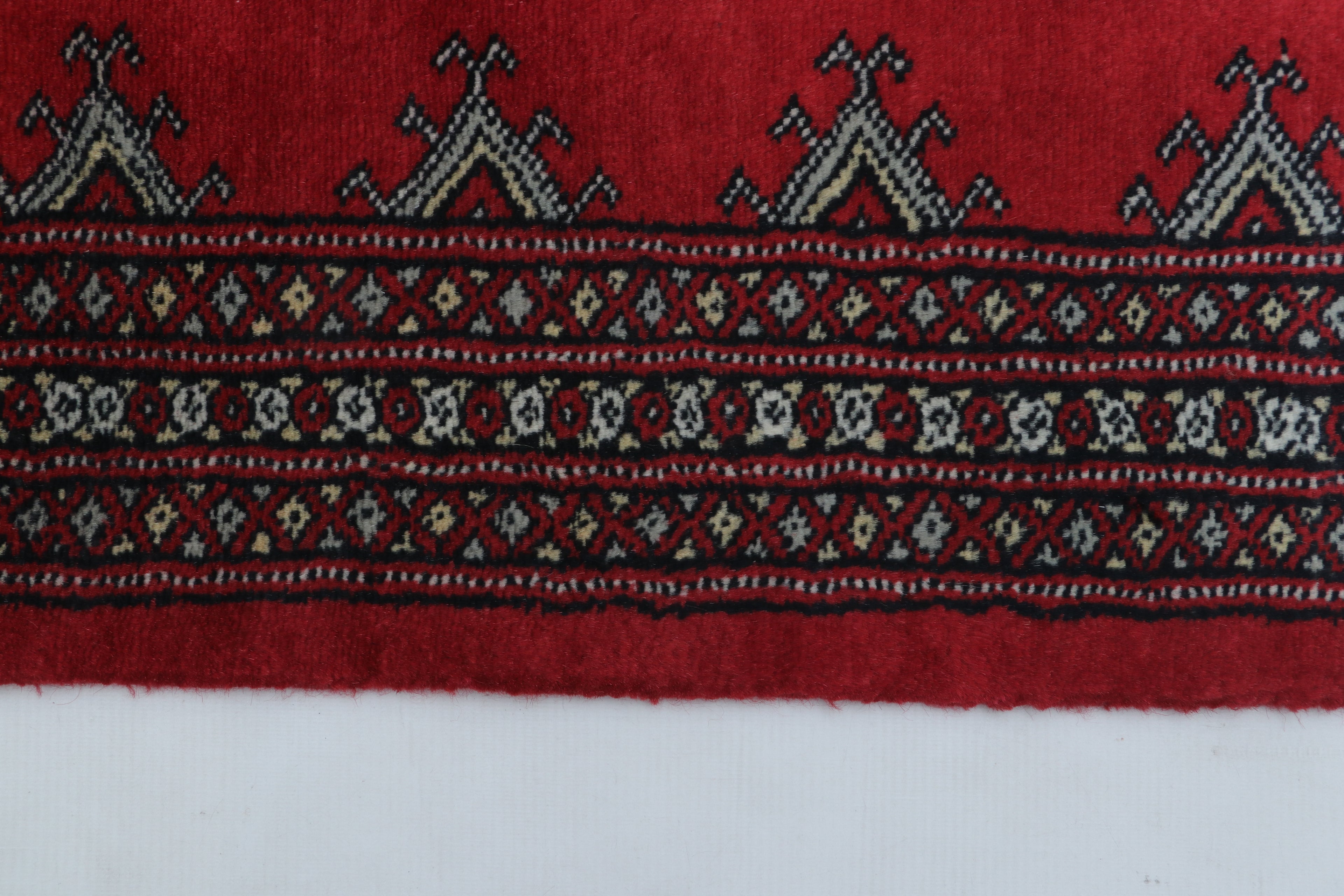 2x3Red Mori Bokhara Geometric Handmade Cotton & Wool Rug | Premium Luxury Area Rug