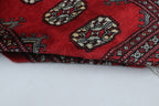 2x3Red Mori Bokhara Geometric Handmade Cotton & Wool Rug | Premium Luxury Area Rug