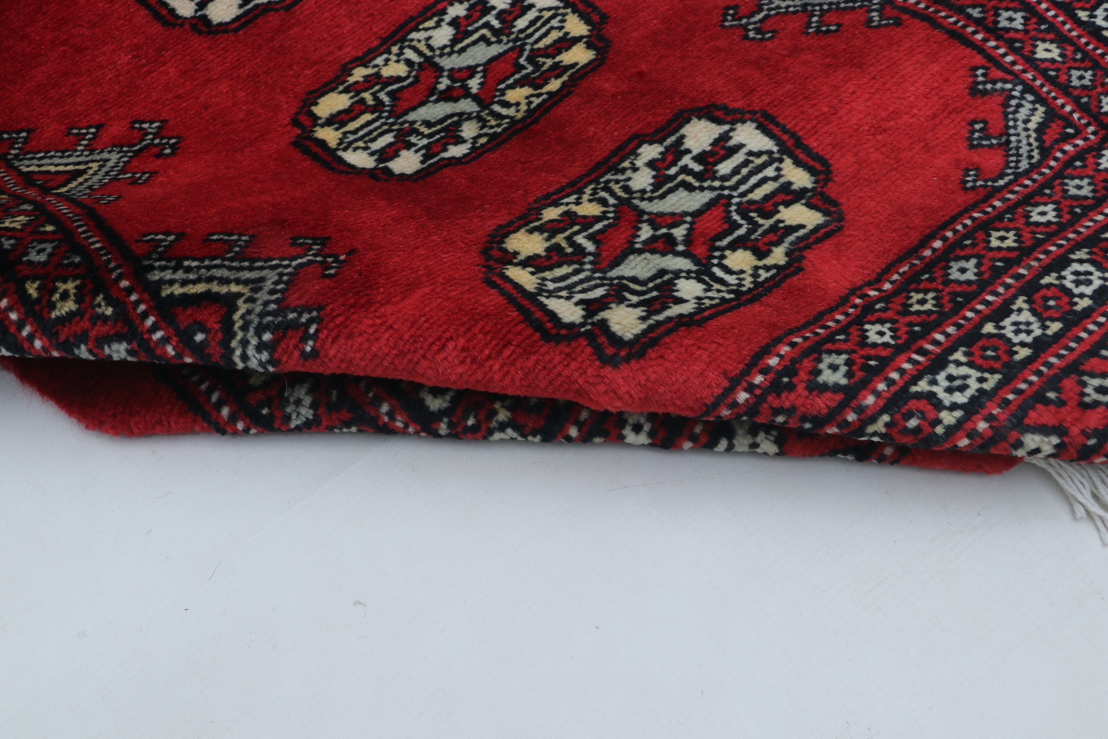 2x3Red Mori Bokhara Geometric Handmade Cotton & Wool Rug | Premium Luxury Area Rug