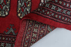 2x3Red Mori Bokhara Geometric Handmade Cotton & Wool Rug | Premium Luxury Area Rug