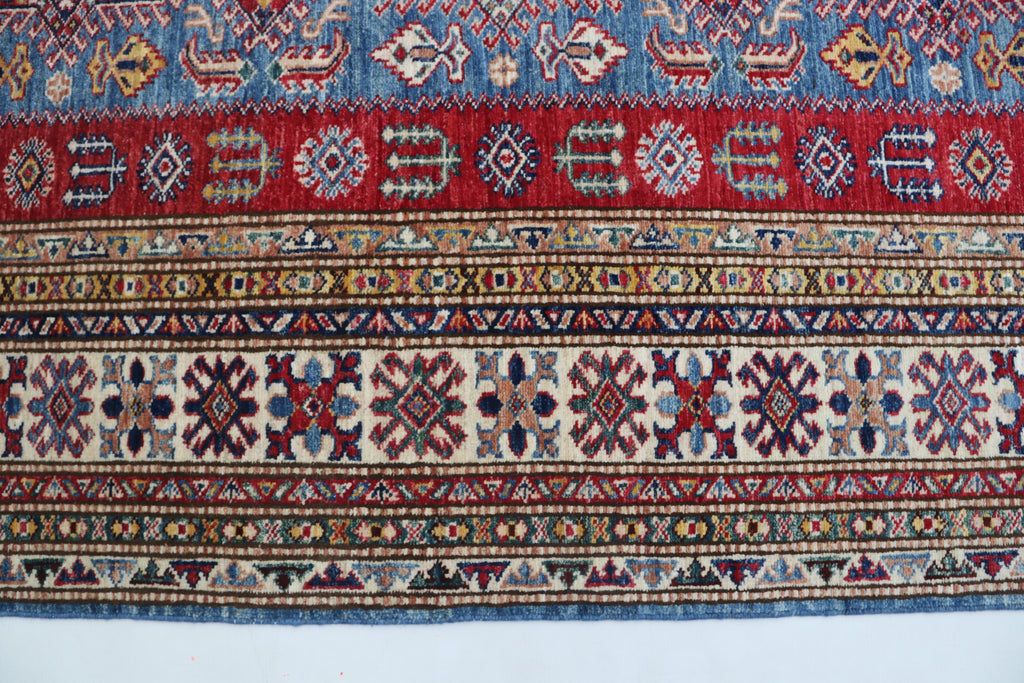 5x6 Super Kazak Geometric Area Rug | Handmade Cotton & Wool Rug | Vegetable Dyed