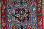 5x6 Super Kazak Geometric Area Rug | Handmade Cotton & Wool Rug | Vegetable Dyed