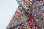 5x6 Super Kazak Geometric Area Rug | Handmade Cotton & Wool Rug | Vegetable Dyed